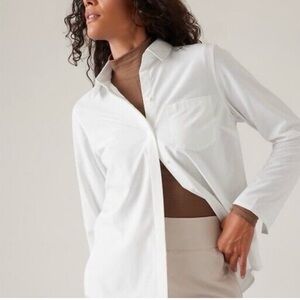 Athleta White Button-Down Shirt